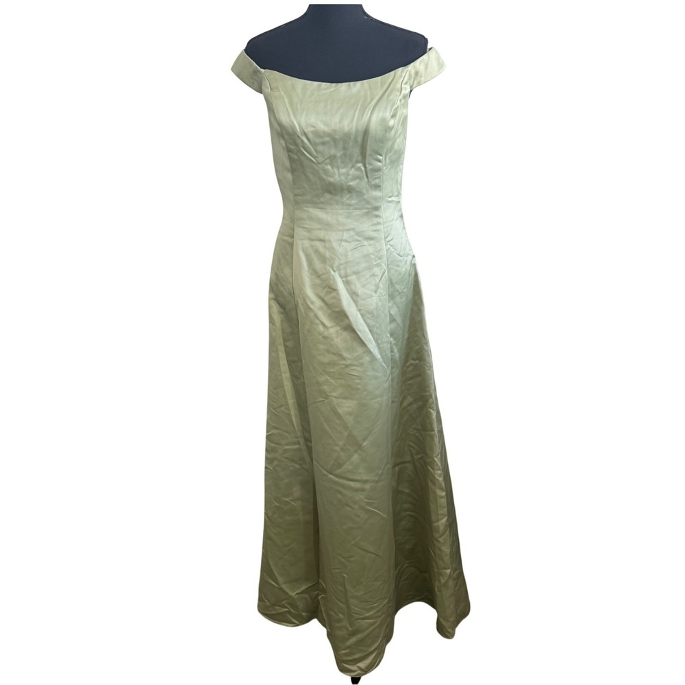 Vintage Jessica McClintock Bridal Sage Green Satin Gown Dress Fairycore Size 8